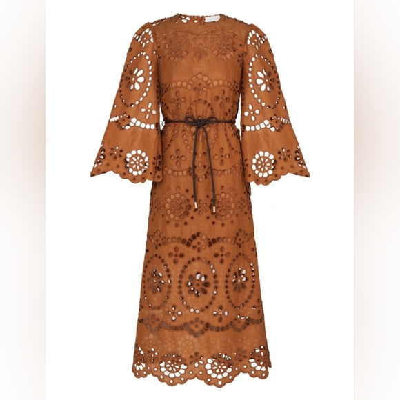 Zimmermann Pop Eyelet-Embroidered Midi-Dress Size 1 (4/6 US) - Picture 1 of 9